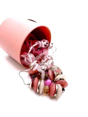Mystery Vintage Modern Pink Theme Fashion Costume Mixed Jewelry Jar